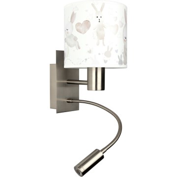 BRILAGI - LED Kids' Flexible Wall Lamp BOBO 1xE27/25W/230V + LED/3W Matte Chrome/White/Bunnies