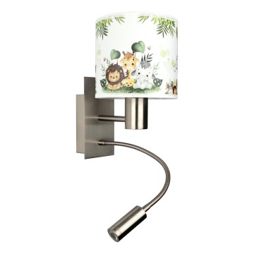 BRILAGI - LED Kids' Flexible Wall Lamp BOBO 1xE27/25W/230V + LED/3W matte chrome/white/green/jungle
