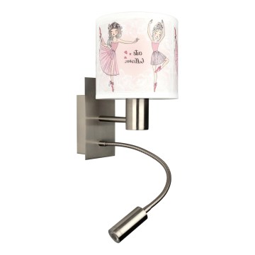BRILAGI - LED Kids' Flexible Wall Lamp BOBO 1xE27/25W/230V + LED/3W matte chrome/white/pink/ballet slippers