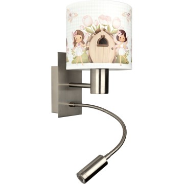 BRILAGI - LED Kids' Flexible Wall Lamp BOBO 1xE27/25W/230V + LED/3W matte chrome/white/pink/fairies