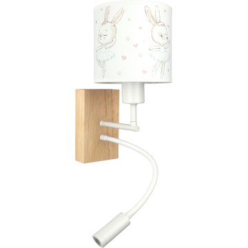 BRILAGI - LED Kids' Flexible Wall Lamp BOBO WOOD 1xE27/25W/230V + LED/3W oak/white/bunnies