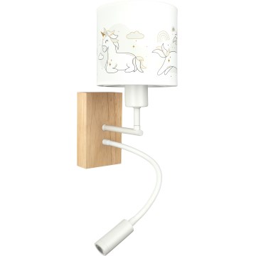 BRILAGI - LED Kids' Flexible Wall Lamp BOBO WOOD 1xE27/25W/230V + LED/3W oak/white/unicorns