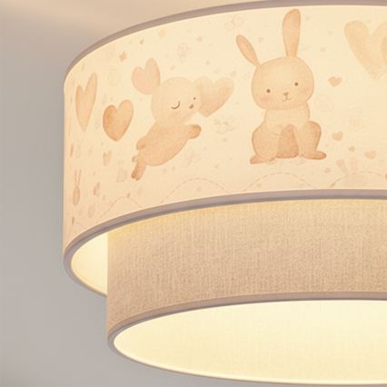 Brilagi - LED Children's Flush-Mount Ceiling Light BOBO 1xE27/10W/230V Ø 40 cm cream/gray/bunnies