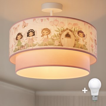 Brilagi - LED Kids' Flush-Mount Ceiling Light BOBO 1xE27/10W/230V Ø 40 cm Pink/Fairies
