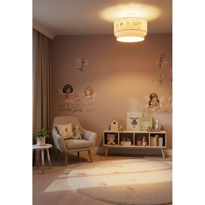 Brilagi - LED Kids' Flush-Mount Ceiling Light BOBO 1xE27/10W/230V Ø 40 cm Pink/Fairies
