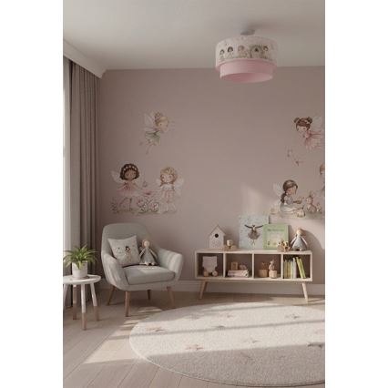 Brilagi - LED Kids' Flush-Mount Ceiling Light BOBO 1xE27/10W/230V Ø 40 cm Pink/Fairies