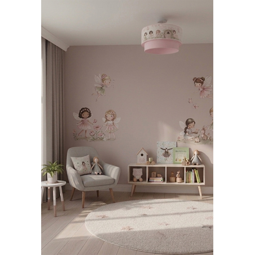 Brilagi - LED Kids' Flush-Mount Ceiling Light BOBO 1xE27/10W/230V Ø 40 cm Pink/Fairies