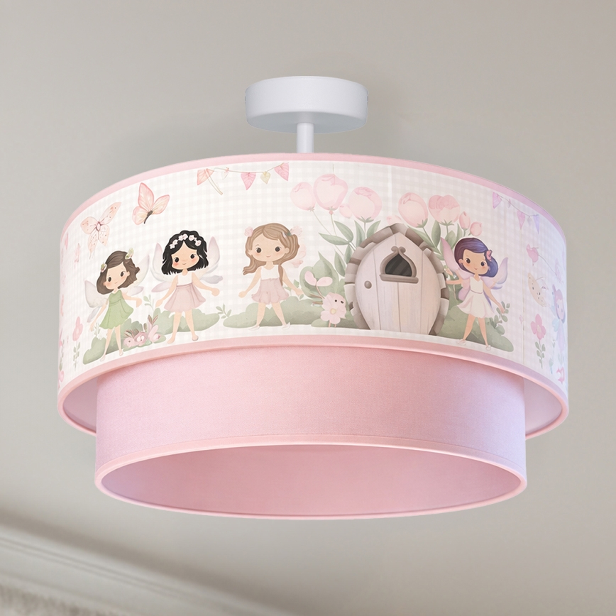 Brilagi - LED Kids' Flush-Mount Ceiling Light BOBO 1xE27/10W/230V Ø 40 cm Pink/Fairies