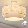 Brilagi - LED Kids' flush-mount ceiling light BOBO 1xE27/60W/230V Ø 40 cm cream/grey/rabbits