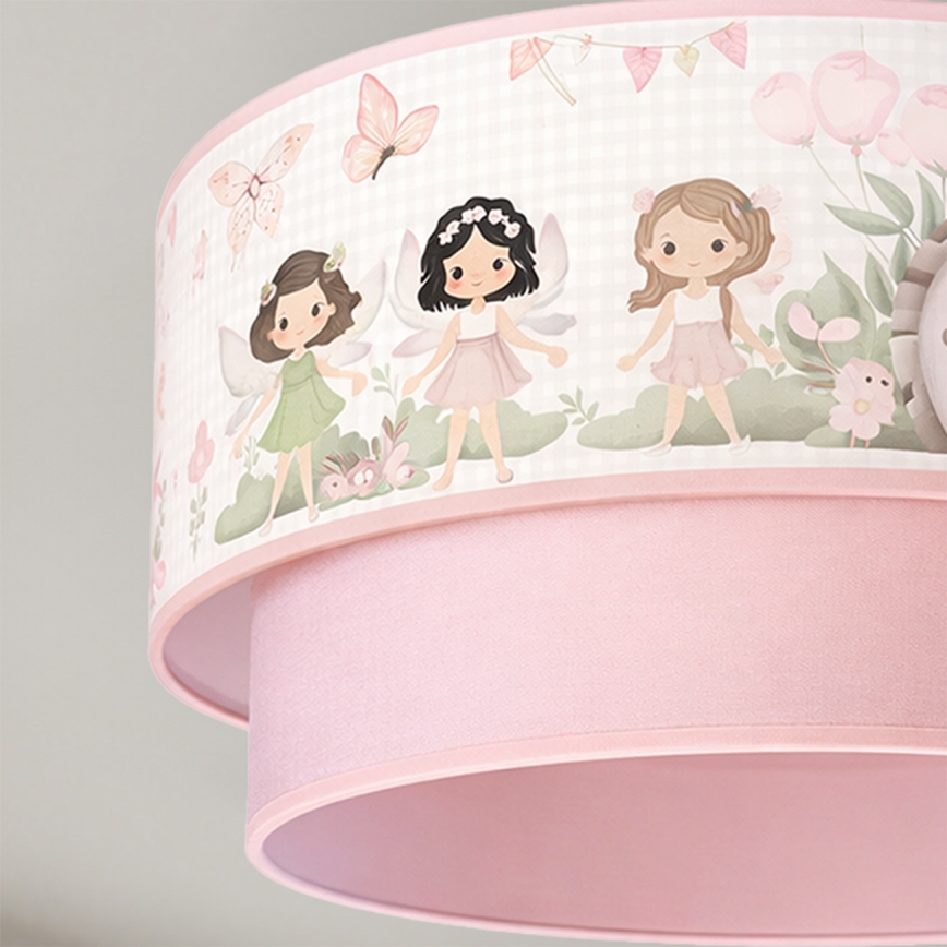 Brilagi - LED Kids' Flush-Mount Ceiling Light BOBO 1xE27/60W/230V Ø 40 cm Pink/Fairies