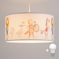 Brilagi - LED Kids' Pendant Light on Cable BOBO 1xE27/10W/230V dia. 35 cm white/animal motifs