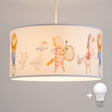 Brilagi - LED Kids' Pendant Light on Cable BOBO 1xE27/10W/230V dia. 35 cm white/animal motifs