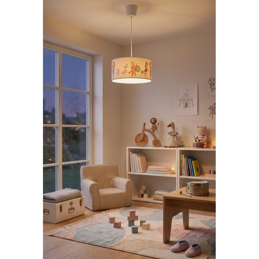 Brilagi - LED Kids' Pendant Light on Cable BOBO 1xE27/10W/230V dia. 35 cm white/animal motifs