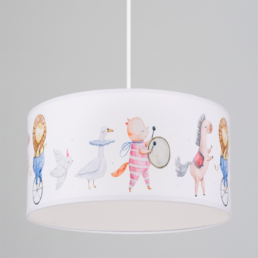 Brilagi - LED Kids' Pendant Light on Cable BOBO 1xE27/10W/230V dia. 35 cm white/animal motifs