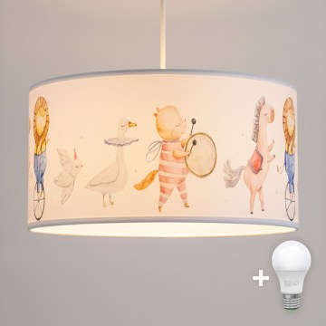 Brilagi - LED Kids' Pendant Light on Cable BOBO 1xE27/60W/230V dia. 35 cm white/animal motifs