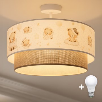 Brilagi - LED Kids' surface-mounted ceiling light BOBO 1xE27/10W/230V Ø 40 cm white/beige/teddy bears