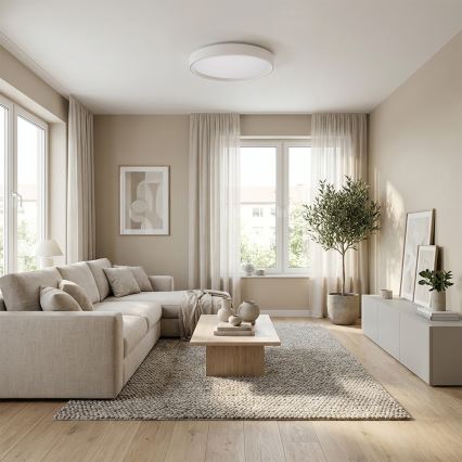 Brilagi - NANCI Dimmable LED Ceiling Light, 60W, 230V, 3000–6500K, Ø 49 cm, White — with Remote Control