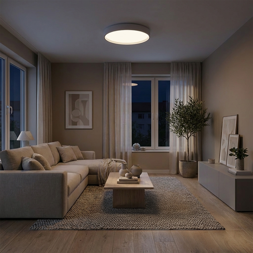 Brilagi - NANCI Dimmable LED Ceiling Light, 60W, 230V, 3000–6500K, Ø 49 cm, White — with Remote Control