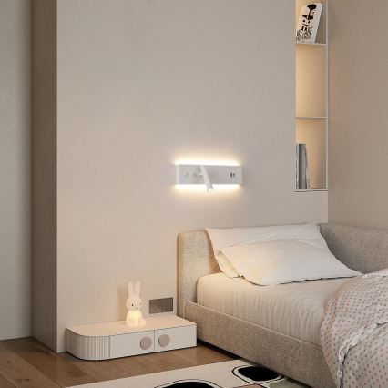 Brilagi - NOCTIS LED Wall Spotlight with USB Port, LED/3W/230V + LED/9W, White