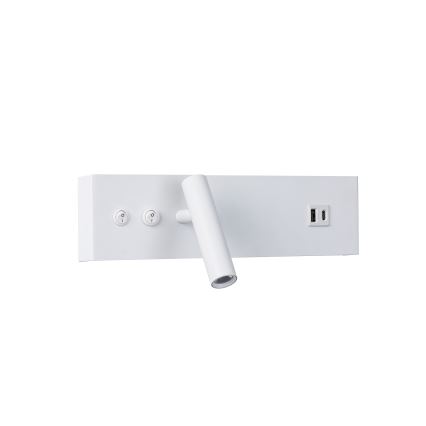 Brilagi - NOCTIS LED Wall Spotlight with USB Port, LED/3W/230V + LED/9W, White