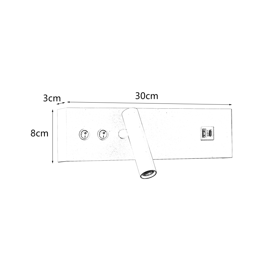 Brilagi - NOCTIS LED Wall Spotlight with USB Port, LED/3W/230V + LED/9W, White