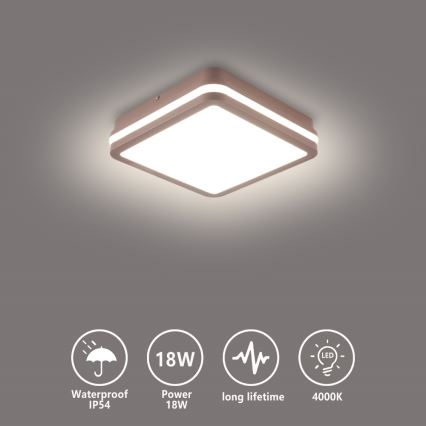 Brilagi - LED Outdoor ceiling light BENE LED/18W/230V 21,5x21,5 cm brown IP54