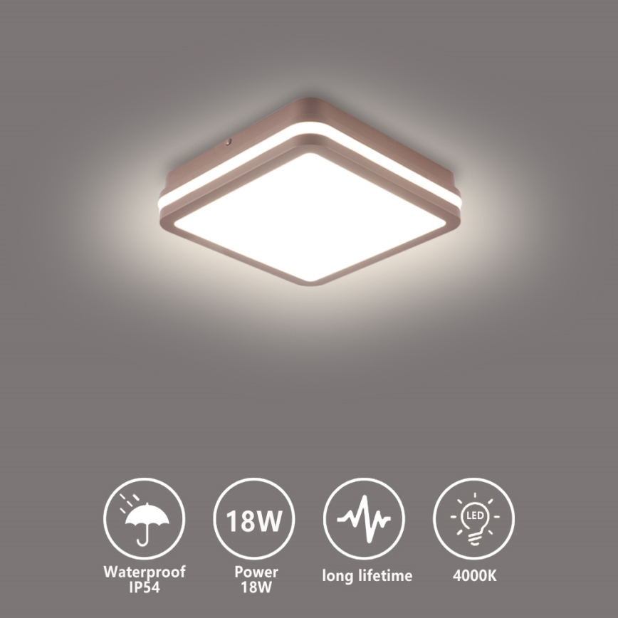 Brilagi - LED Outdoor ceiling light BENE LED/18W/230V 21,5x21,5 cm brown IP54