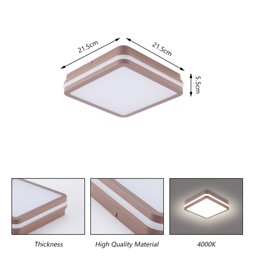Brilagi - LED Outdoor ceiling light BENE LED/18W/230V 21,5x21,5 cm brown IP54
