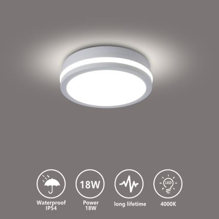 Brilagi - LED Outdoor Ceiling Light BENE LED/18W/230V Ø 21.5 cm white IP54
