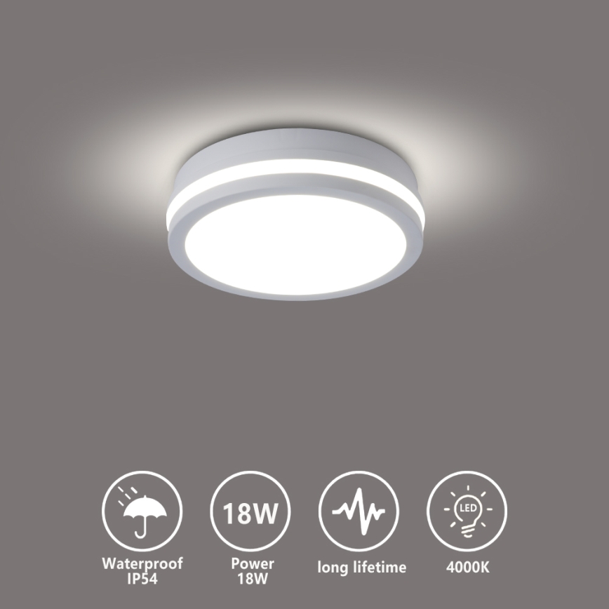 Brilagi - LED Outdoor Ceiling Light BENE LED/18W/230V Ø 21.5 cm white IP54
