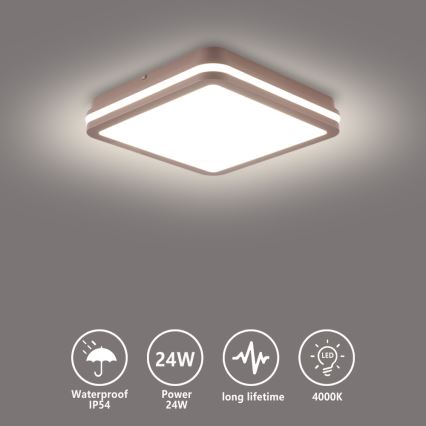 Brilagi - BENE LED Outdoor Ceiling Light LED/24W/230V 26x26 cm Brown IP54