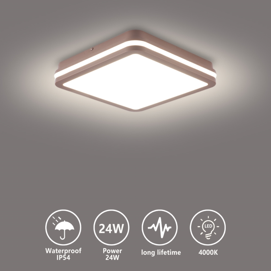 Brilagi - BENE LED Outdoor Ceiling Light LED/24W/230V 26x26 cm Brown IP54