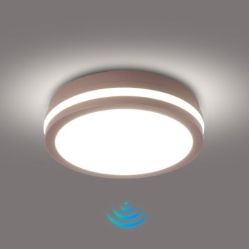 Brilagi - LED Outdoor Ceiling Light with Sensor BENE LED/18W/230V Ø 21.5 cm Brown IP54
