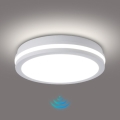 Brilagi - LED Outdoor Ceiling Light with Sensor BENE LED/24W/230V dia. 26 cm white IP54