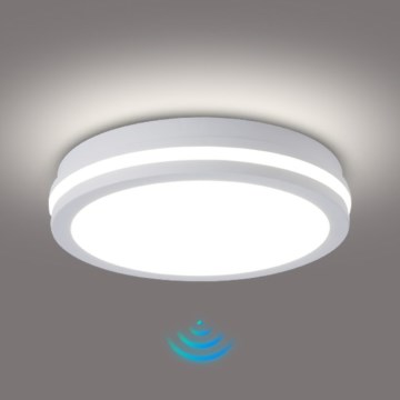 Brilagi - LED Outdoor Ceiling Light with Sensor BENE LED/24W/230V dia. 26 cm white IP54