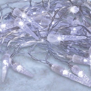 Brilagi - LED Outdoor Christmas chain 50xLED/8 functions/3xAA 8m IP44 cool white