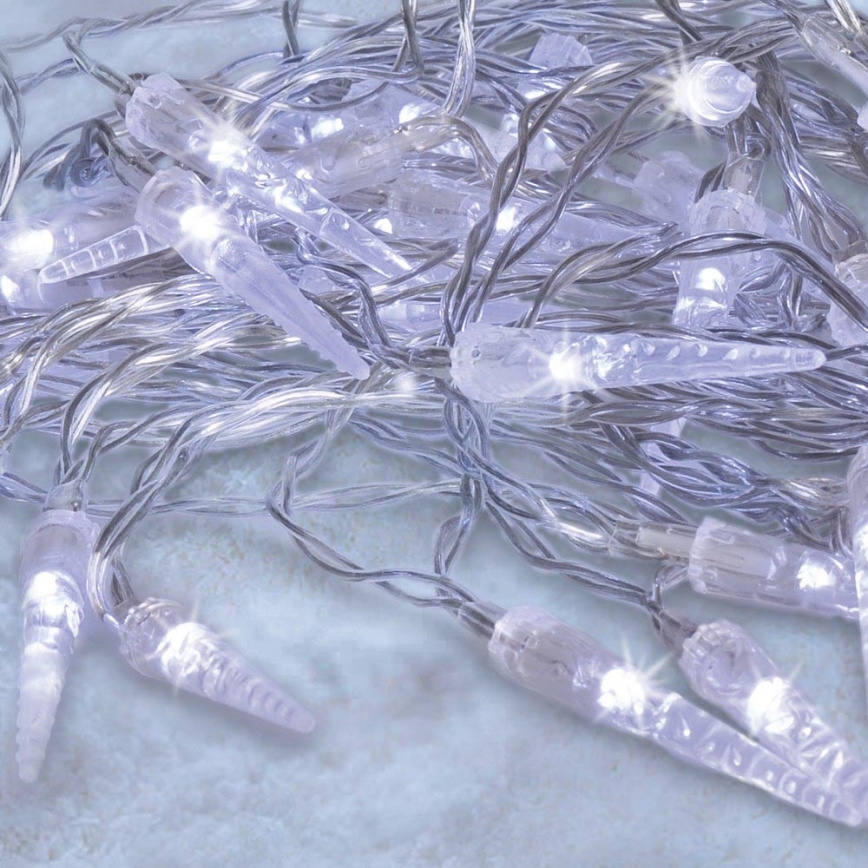 Brilagi - LED Outdoor Christmas chain 50xLED/8 functions/3xAA 8m IP44 cool white