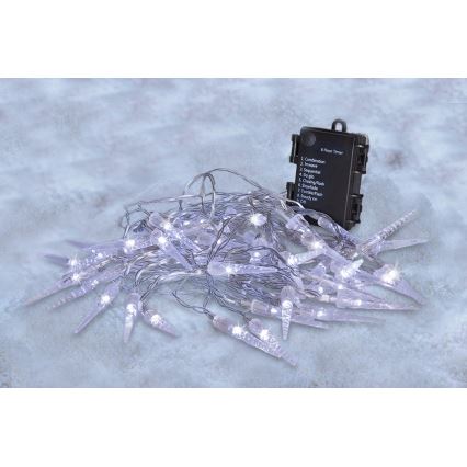 Brilagi - LED Outdoor Christmas chain 50xLED/8 functions/3xAA 8m IP44 cool white