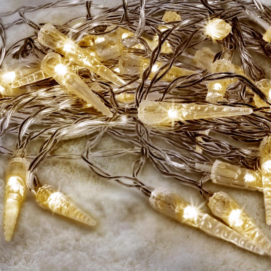 Brilagi - LED Outdoor Christmas chain 50xLED/8 functions/3xAA 8m IP44 warm white