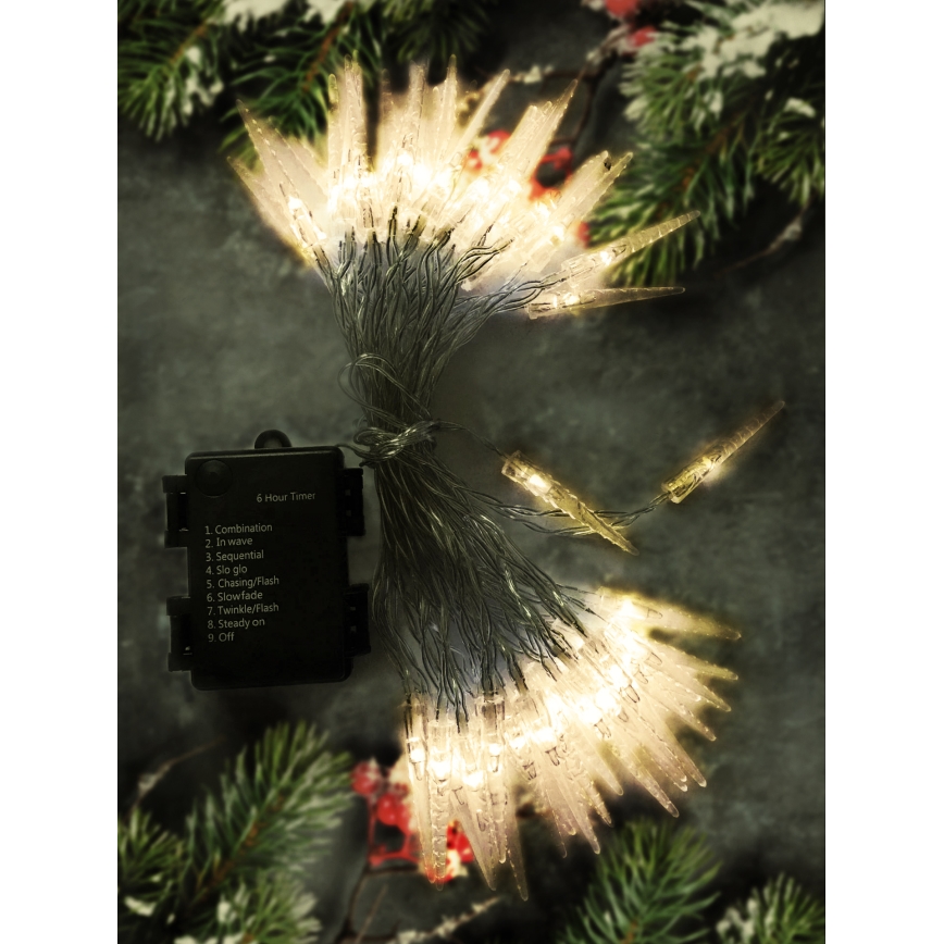 Brilagi - LED Outdoor Christmas chain 50xLED/8 functions/3xAA 8m IP44 warm white