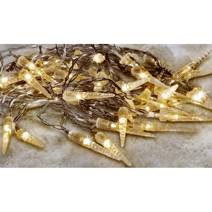 Brilagi - LED Outdoor Christmas chain 50xLED/8 functions/3xAA 8m IP44 warm white