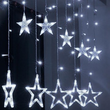 Brilagi - LED Outdoor Christmas curtain 123xLED/3xAA/USB 3m IP44 cool white