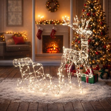BRILAGI - LED Outdoor Christmas Decoration LED/3.6 W/8 functions 100 cm IP44 reindeer with sleigh warm white