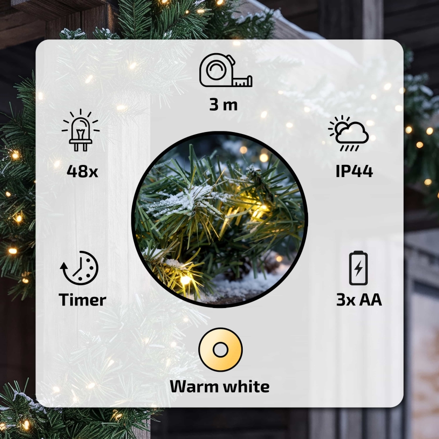 BRILAGI - LED Outdoor Christmas Garland, LED/3xAA, 300 cm, IP44