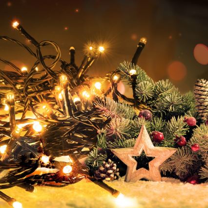 Brilagi - LED Outdoor Christmas String Lights 100 LEDs/8 functions 13 m IP44 warm white