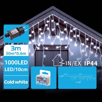 BRILAGI - LED Outdoor Christmas String Lights 1000 LEDs / 9W / 8 modes / 53 × 0.6 m / IP44 / Cool White