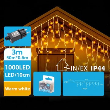 BRILAGI - LED Outdoor Christmas string lights 1000xLED/9W/8 functions 53m IP44 warm white