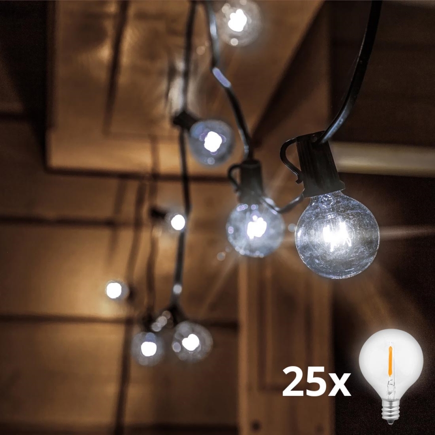Brilagi - LED Outdoor decorative chain GARLAND 25xE12 20m IP44 cool white