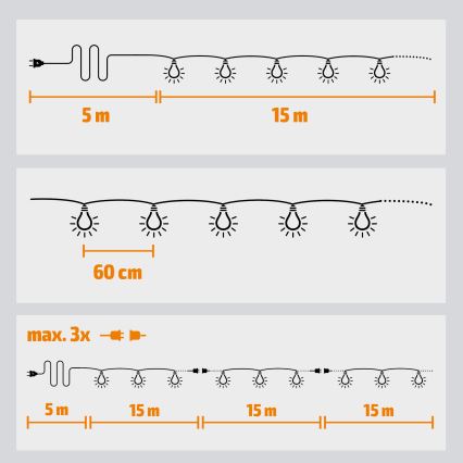 Brilagi - LED Outdoor decorative chain GARLAND 25xE12 20m IP44 cool white