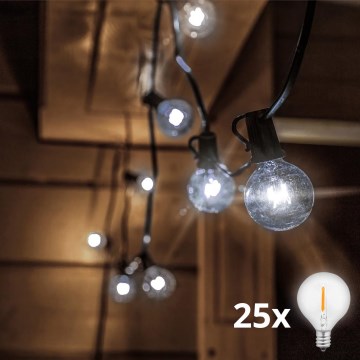 Brilagi - LED Outdoor Decorative String Lights GIRLANDA 25xE12/0.8W/230V 20m IP44 Cool White